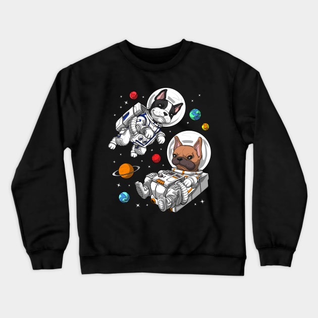 French Bulldog Space Astronaut Crewneck Sweatshirt by underheaven